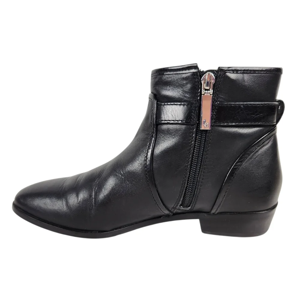 Louise et Cie Zora Black Leather Ankle Boots Silver Buckle Womens Size 8 Size 38